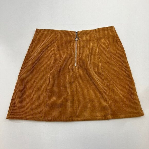 Wild Honey Womens Rust Corduroy Flat Front Back-Zip Mini Skirt Size Small - Picture 6 of 9